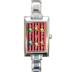 Star Christmas Greeting Rectangle Italian Charm Watch by HermanTelo