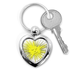 Smilie Sun Emoticon Yellow Cheeky Key Chains (heart)  by HermanTelo