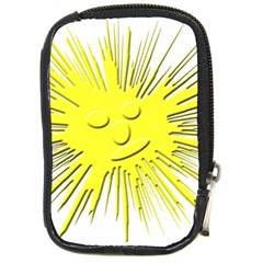 Smilie Sun Emoticon Yellow Cheeky Compact Camera Leather Case by HermanTelo