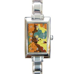 Map Geography World Yellow Rectangle Italian Charm Watch by HermanTelo