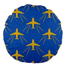 Aircraft Texture Blue Yellow Large 18  Premium Round Cushions by HermanTelo