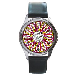 Sun Abstract Mandala Round Metal Watch by HermanTelo