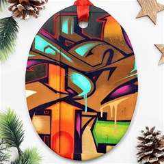 Graffiti Mural Street Art Wall Art Oval Ornament (two Sides) by Pakrebo