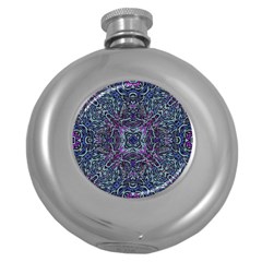 Pattern Fire Purple Repeating Round Hip Flask (5 Oz) by Pakrebo