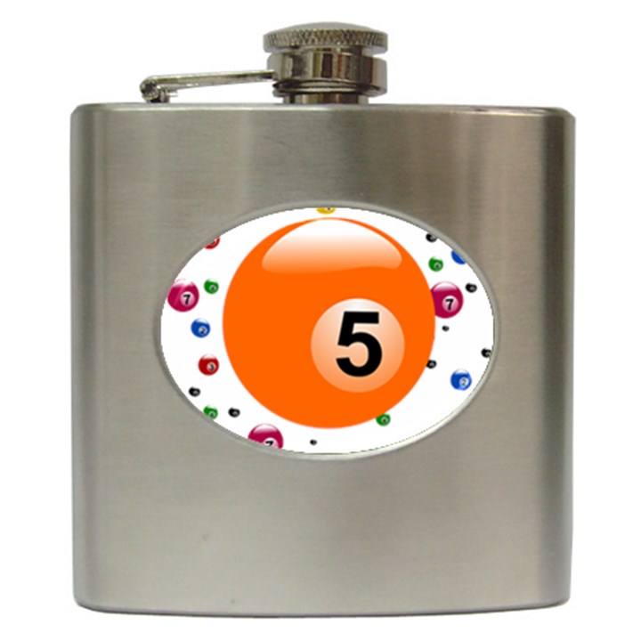 Billiard Ball Ball Game Pink Orange Hip Flask (6 oz)