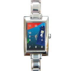 Tardis Doctor Time Travel Rectangle Italian Charm Watch by HermanTelo