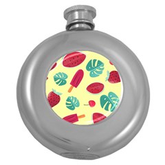 Watermelon Leaves Strawberry Round Hip Flask (5 Oz) by Pakrebo