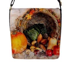 Pumpkin Vegetables Autumn Flap Closure Messenger Bag (l) by Pakrebo