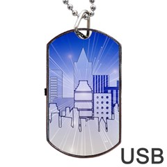 City Architecture Building Skyline Dog Tag Usb Flash (one Side) by Pakrebo