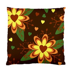 Floral Hearts Brown Green Retro Standard Cushion Case (two Sides) by HermanTelo