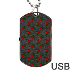 Black Denim And Roses Dog Tag Usb Flash (two Sides) by snowwhitegirl