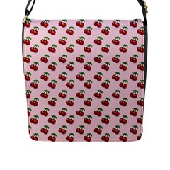 Retro Pink Cherries Flap Closure Messenger Bag (l) by snowwhitegirl