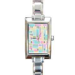 Color Blocks Abstract Background Rectangle Italian Charm Watch by HermanTelo