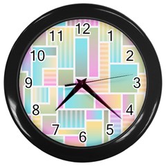 Color Blocks Abstract Background Wall Clock (black) by HermanTelo