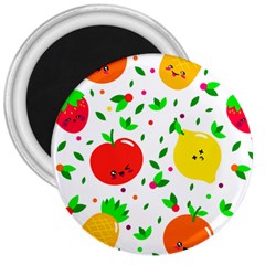 Pattern Fruits Orange Green 3  Magnets by HermanTelo