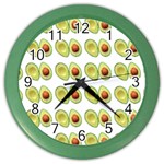 Pattern Avocado Green Fruit Color Wall Clock Front