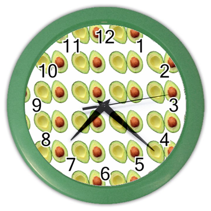 Pattern Avocado Green Fruit Color Wall Clock