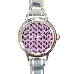 Girl Face Lilac Round Italian Charm Watch by snowwhitegirl