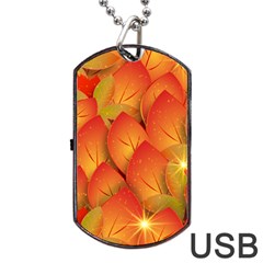 Pattern Texture Leaf Dog Tag Usb Flash (two Sides) by HermanTelo