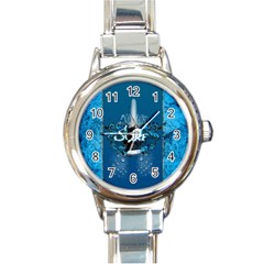 Sport, Surfboard With Water Drops Round Italian Charm Watch by FantasyWorld7