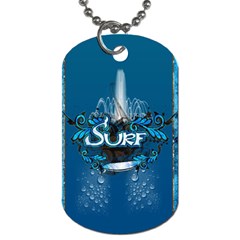 Sport, Surfboard With Water Drops Dog Tag (one Side) by FantasyWorld7