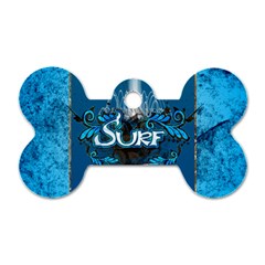 Sport, Surfboard With Water Drops Dog Tag Bone (one Side) by FantasyWorld7