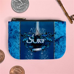 Sport, Surfboard With Water Drops Mini Coin Purse by FantasyWorld7