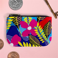 Pattern Leaf Polka Rainbow Mini Coin Purse by HermanTelo