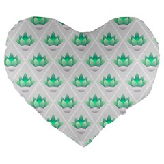 Plant Pattern Green Leaf Flora Large 19  Premium Flano Heart Shape Cushions by HermanTelo