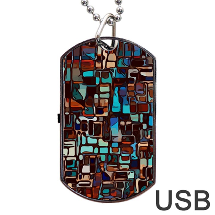 Stained Glass Mosaic Abstract Dog Tag USB Flash (Two Sides)