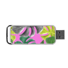 Tropical Greens Pink Leaf Portable Usb Flash (two Sides) by HermanTelo