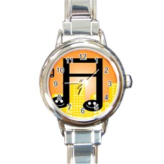 Abstract Anthropomorphic Art Round Italian Charm Watch by Bajindul