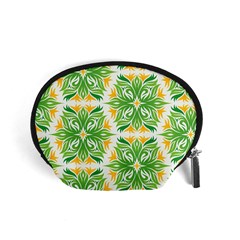 Green Pattern Retro Wallpaper Accessory Pouch (small) by Bajindul