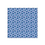 Blue Pattern Scrapbook Satin Bandana Scarf Front