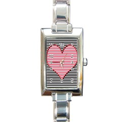 Heart Stripes Symbol Striped Rectangle Italian Charm Watch by Bajindul