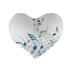 Music Notes Standard 16  Premium Flano Heart Shape Cushions Back