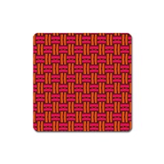 Pattern Red Background Structure Square Magnet by Bajindul