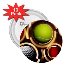 Sport Ball Tennis Golf Football 2 25  Buttons (10 Pack)  by Bajindul