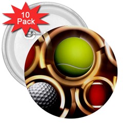 Sport Ball Tennis Golf Football 3  Buttons (10 Pack)  by Bajindul