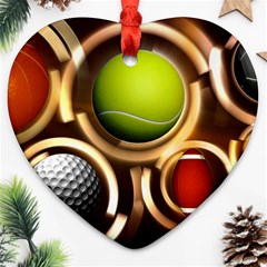 Sport Ball Tennis Golf Football Heart Ornament (two Sides) by Bajindul