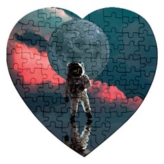 Astronaut Moon Space Planet Jigsaw Puzzle (heart) by Pakrebo