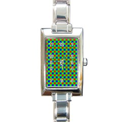 Check Pattern Red, Green, Blue Rectangle Italian Charm Watch by ChastityWhiteRose