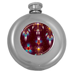 Background Pattern Non Seamless Round Hip Flask (5 Oz) by Pakrebo