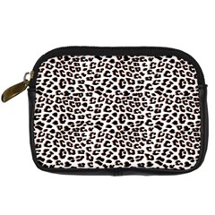 3d Leopard Print Black Brown  Digital Camera Leather Case by LoolyElzayat