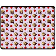 Doll And Cherries Pattern Double Sided Fleece Blanket (medium)  by snowwhitegirl