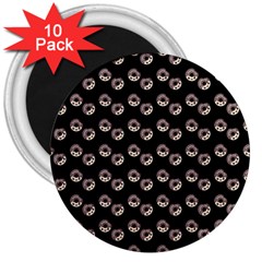 Kawaii Dougnut Black Pattern 3  Magnets (10 Pack)  by snowwhitegirl