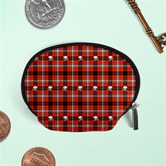 Plaid - Red With Skulls Accessory Pouch (small) by WensdaiAmbrose