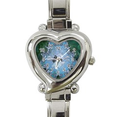 Surfboard With Dolphin Heart Italian Charm Watch by FantasyWorld7