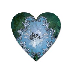 Surfboard With Dolphin Heart Magnet by FantasyWorld7