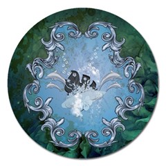 Surfboard With Dolphin Magnet 5  (round) by FantasyWorld7